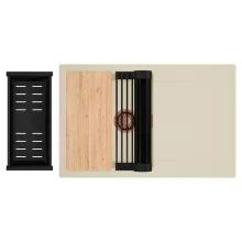 HD Onyx Beige 78 egymedencés gránit mosogatótálca szett, csepegtetőtálcával, vágódeszkával, matt fekete csepegtetőráccsal és kosárral, soft bézs színben, szálcsiszolt réz leeresztő szifonnal