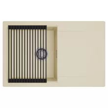 HD Onyx Beige 78 egymedencés mosogatótálca szett, matt fekete csepegtetőráccsal, csepegtetőtálcával, soft bézs színben