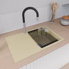 HD Onyx Beige 78 egymedencés mosogatótálca szett, matt fekete csepegtetőráccsal, csepegtetőtálcával, soft bézs színben