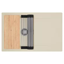 HD Onyx Beige 78 egymedencés gránit mosogatótálca szett, csepegtetőtálcával, vágódeszkával, acél csepegtetőráccsal, soft bézs színben