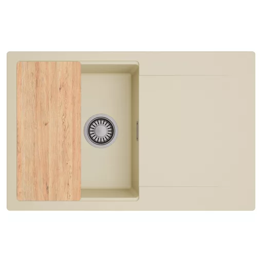 HD Onyx Beige 78 egymedencés gránit mosogatótálca, vágódeszkával, soft bézs színben