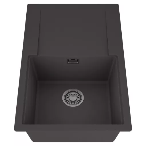 HD Onyx Antracit 78 egymedencés mosogatótálca, csepegtetőtálcával, matt antracit színben, szálcsiszolt króm leeresztő szifonnal