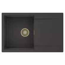 HD Onyx Antracit 78 egymedencés mosogatótálca, csepegtetőtálcával, matt antracit színben, szálcsiszolt arany leeresztő szifonnal