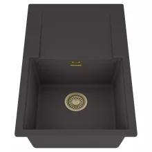 HD Onyx Antracit 78 egymedencés mosogatótálca, csepegtetőtálcával, matt antracit színben, szálcsiszolt arany leeresztő szifonnal