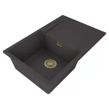 HD Onyx Antracit 78 egymedencés mosogatótálca, csepegtetőtálcával, matt antracit színben, szálcsiszolt arany leeresztő szifonnal