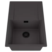 HD Onyx Antracit 78 egymedencés mosogatótálca, csepegtetőtálcával, matt antracit színben, matt fekete leeresztő szifonnal