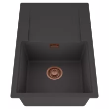 HD Onyx Antracit 78 egymedencés mosogatótálca, csepegtetőtálcával, matt antracit színben, szálcsiszolt réz leeresztő szifonnal