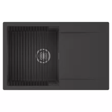 HD Onyx Antracit 78 egymedencés mosogatótálca szett, matt fekete csepegtetőráccsal, csepegtetőtálcával, matt antracit színben