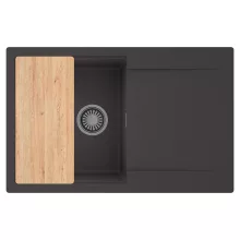 HD Onyx Antracit 78 egymedencés gránit mosogatótálca, vágódeszkával, matt antracit színben