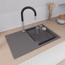 HD Onyx Antracit 78 egymedencés mosogatótálca szett, acél csepegtetőráccsal, csepegtetőtálcával, matt antracit színben