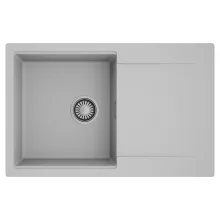 HD Onyx Grey 78 egymedencés mosogatótálca, csepegtetőtálcával, alpesi szürke színben, szálcsiszolt króm leeresztő szifonnal