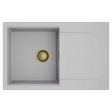 HD Onyx Grey 78 egymedencés mosogatótálca, csepegtetőtálcával, alpesi szürke színben, szálcsiszolt arany leeresztő szifonnal