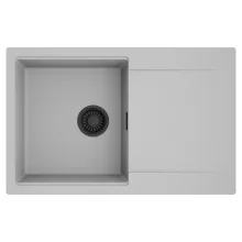 HD Onyx Grey 78 egymedencés mosogatótálca, csepegtetőtálcával, alpesi szürke színben, matt fekete leeresztő szifonnal