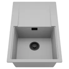 HD Onyx Grey 78 egymedencés mosogatótálca, csepegtetőtálcával, alpesi szürke színben, matt fekete leeresztő szifonnal