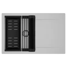 HD Onyx Grey 78 egymedencés mosogatótálca szett, matt fekete csepegtetőráccsal és kosárral, csepegtetőtálcával, alpesi szürke színben