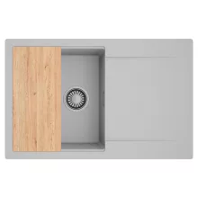 HD Onyx Grey 78 egymedencés gránit mosogatótálca, vágódeszkával, alpesi szürke színben