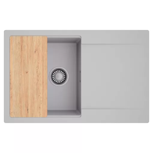 HD Onyx Grey 78 egymedencés gránit mosogatótálca, vágódeszkával, alpesi szürke színben