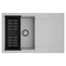 HD Onyx Grey 78 egymedencés mosogatótálca szett, matt fekete csepegtetőkosárral, csepegtetőtálcával, alpesi szürke színben