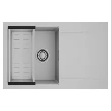 HD Onyx Grey 78 egymedencés mosogatótálca szett, acél csepegtetőkosárral, csepegtetőtálcával, alpesi szürke színben