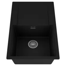 HD Onyx Black 78 egymedencés mosogatótálca, csepegtetőtálcával, matt fekete színben, szálcsiszolt króm leeresztő szifonnal