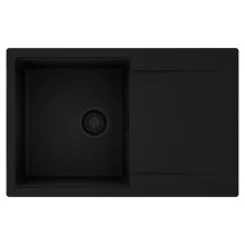 HD Onyx Black 78 egymedencés mosogatótálca, csepegtetőtálcával, matt fekete színben, matt fekete leeresztő szifonnal