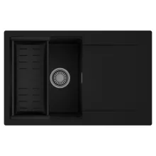 HD Onyx Black 78 egymedencés mosogatótálca szett, matt fekete csepegtetőkosárral, csepegtetőtálcával, matt fekete színben