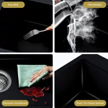 HD Onyx Black 78 egymedencés mosogatótálca, csepegtetőtálcával, matt fekete színben