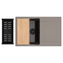 HD Onyx Tortora 78 egymedencés gránit mosogatótálca szett, csepegtetőtálcával, vágódeszkával, matt fekete csepegtetőráccsal és kosárral, tortora színben, matt fekete leeresztő szifonnal