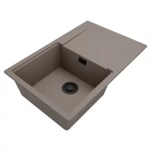 HD Onyx Tortora 78 egymedencés gránit mosogatótálca, vágódeszkával, tortora színben, matt fekete leeresztő szifonnal