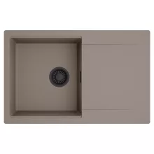 HD Onyx Tortora 78 egymedencés mosogatótálca, csepegtetőtálcával, tortora színben, matt fekete leeresztő szifonnal