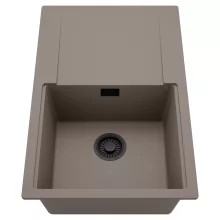 HD Onyx Tortora 78 egymedencés mosogatótálca, csepegtetőtálcával, tortora színben, matt fekete leeresztő szifonnal