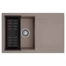 HD Onyx Tortora 78 egymedencés mosogatótálca szett, matt fekete csepegtetőkosárral, csepegtetőtálcával, tortora színben