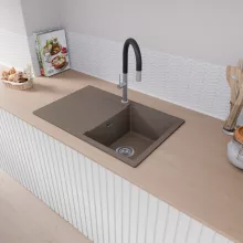 HD Onyx Tortora 78 egymedencés mosogatótálca, csepegtetőtálcával, tortora színben