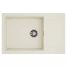 HD Onyx White 78-XL egymedencés mosogatótálca, csepegtetőtálcával, tört fehér színben, szálcsiszolt króm leeresztő szifonnal