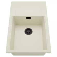 HD Onyx White 78-XL egymedencés mosogatótálca, csepegtetőtálcával, tört fehér színben, matt fekete leeresztő szifonnal