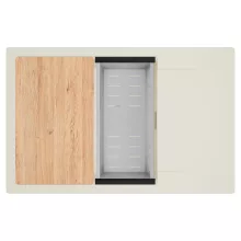 HD Onyx White 78-XL egymedencés mosogatótálca szett, vágódeszkával, acél csepegtetőkosárral, csepegtetőtálcával, tört fehér színben