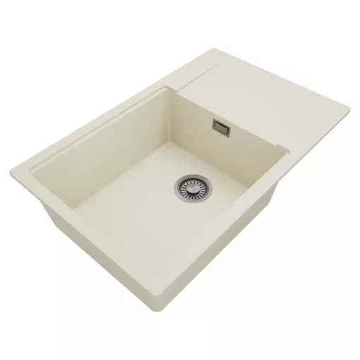 HD Onyx White 78-XL egymedencés mosogatótálca, vágódeszkával, csepegtetőtálcával, tört fehér színben