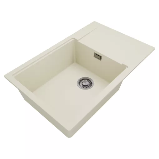 HD Onyx White 78-XL egymedencés mosogatótálca, csepegtetőtálcával, tört fehér színben