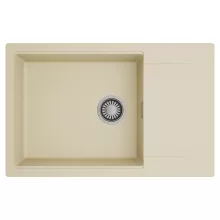 HD Onyx Beige 78-XL egymedencés mosogatótálca, csepegtetőtálcával, soft bézs színben, szálcsiszolt króm leeresztő szifonnal