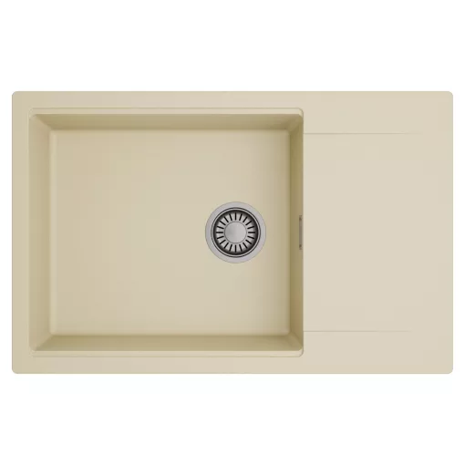 HD Onyx Beige 78-XL egymedencés mosogatótálca, csepegtetőtálcával, soft bézs színben, szálcsiszolt króm leeresztő szifonnal