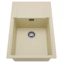 HD Onyx Beige 78-XL egymedencés mosogatótálca, csepegtetőtálcával, soft bézs színben, szálcsiszolt króm leeresztő szifonnal