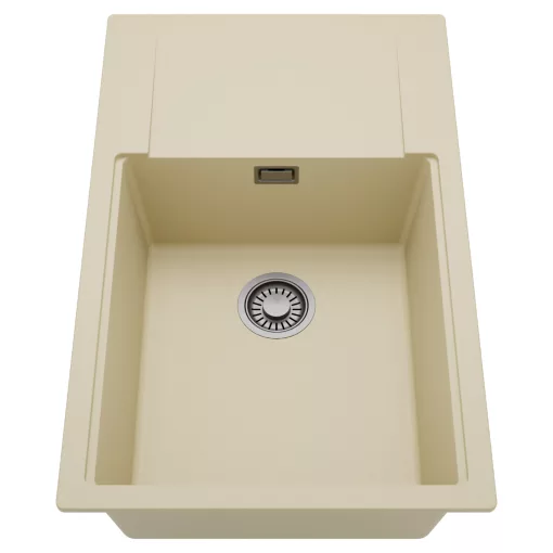 HD Onyx Beige 78-XL egymedencés mosogatótálca, csepegtetőtálcával, soft bézs színben, szálcsiszolt króm leeresztő szifonnal