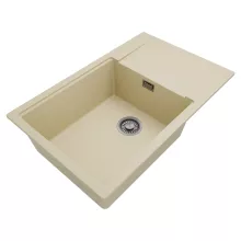 HD Onyx Beige 78-XL egymedencés mosogatótálca, csepegtetőtálcával, soft bézs színben, szálcsiszolt króm leeresztő szifonnal