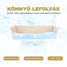 HD Onyx Beige 78-XL egymedencés mosogatótálca, csepegtetőtálcával, soft bézs színben, szálcsiszolt arany leeresztő szifonnal