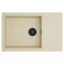 HD Onyx Beige 78-XL egymedencés mosogatótálca, csepegtetőtálcával, soft bézs színben, matt fekete leeresztő szifonnal