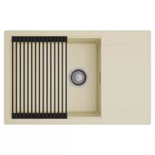 HD Onyx Beige 78-XL egymedencés mosogatótálca szett, matt fekete csepegtetőráccsal, csepegtetőtálcával, soft bézs színben