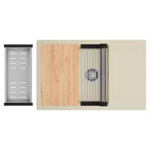 HD Onyx Beige 78-XL egymedencés gránit mosogatótálca szett, csepegtetőtálcával, vágódeszkával, acél csepegtetőráccsal és kosárral, soft bézs színben