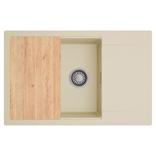 HD Onyx Beige 78-XL egymedencés gránit mosogatótálca, vágódeszkával, soft bézs színben