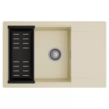 HD Onyx Beige 78-XL egymedencés mosogatótálca szett, matt fekete csepegtetőkosárral, csepegtetőtálcával, soft bézs színben