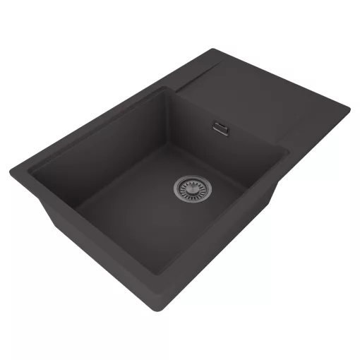 HD Onyx Antracit 78-XL egymedencés mosogatótálca, csepegtetőtálcával, matt antracit színben, szálcsiszolt króm leeresztő szifonnal